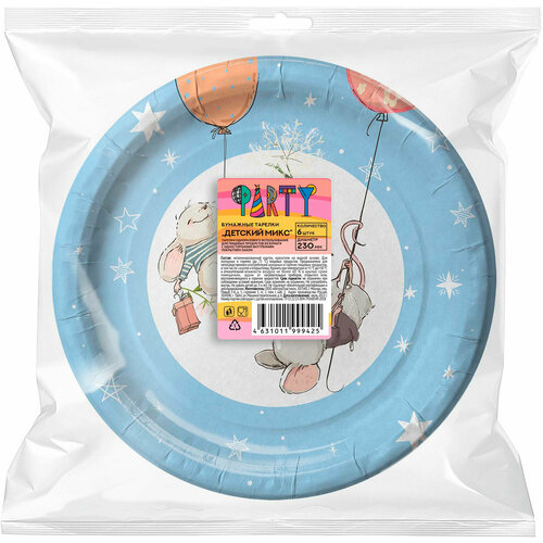 Тарелки бумажные Интро Пластика праздник 23см 6шт 600₽
