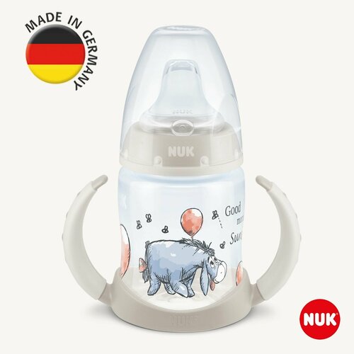 фото Nuk first choice бутылочка обучающая из полипропилена с индикатором температуры, 150 мл с насадкой из силикона и ручками