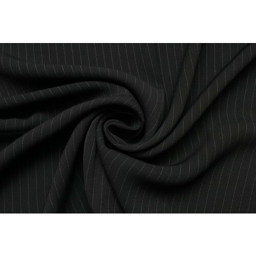 Ткань Костюмный креп-стрейч Armani в не явную серую полоску на чёрном фоне, ш126см, 0,5 м