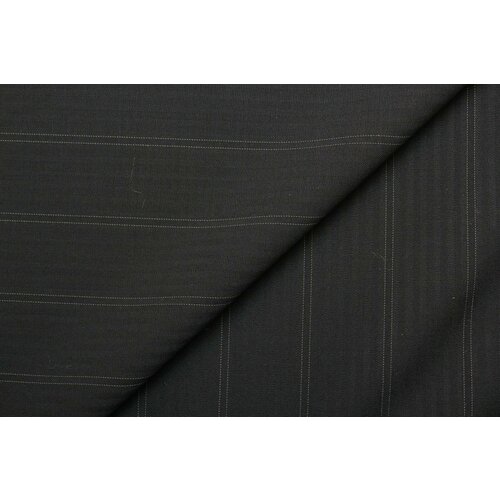 Ткань костюмная Marlane чёрная с белой тонкой двойной полоской, ш144см, 0,5 м