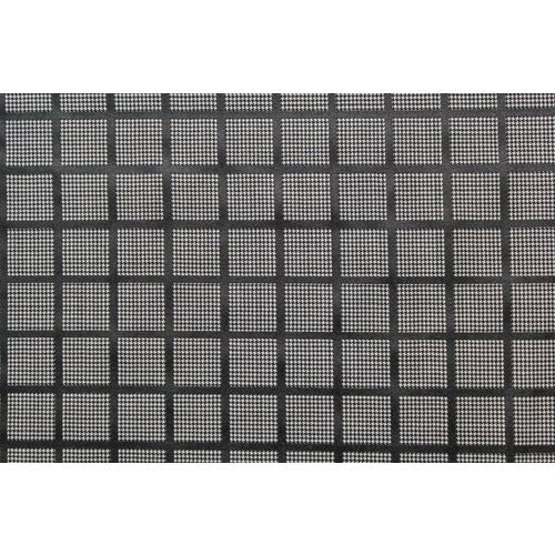 Ткань костюмная стрейч M.Kors мелкий узор Pied-de-Poule чёрно-белая с чёрной клеткой, ш154см, 0,5 м