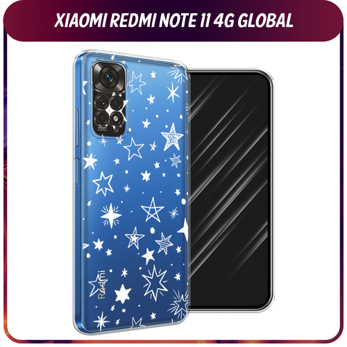 Силиконовый чехол на Xiaomi Redmi Note 11 4G Global/Redmi Note 11S / Редми Ноут 11 Global/11S Звездочки графика белая, прозрачный силиконовый чехол на xiaomi redmi note 11 4g global redmi note 11s редми ноут 11 global 11s много роз