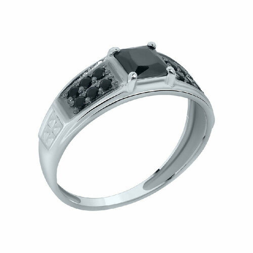 Кольцо JEDA, серебро, 925 проба, родирование, фианит, размер 18, золотой