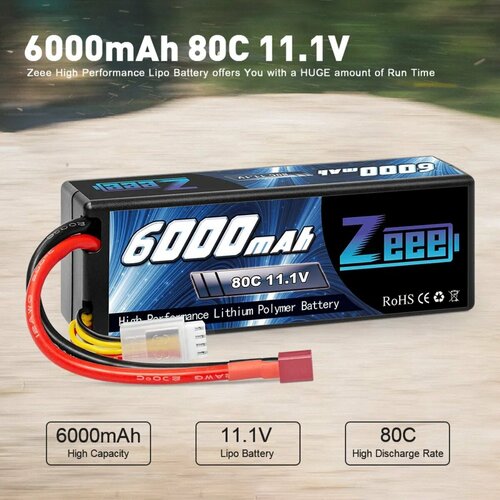 Аккумулятор для радиоуправляемой машинки 11.1V Li-Po 6000mah 80C разъем T-plug