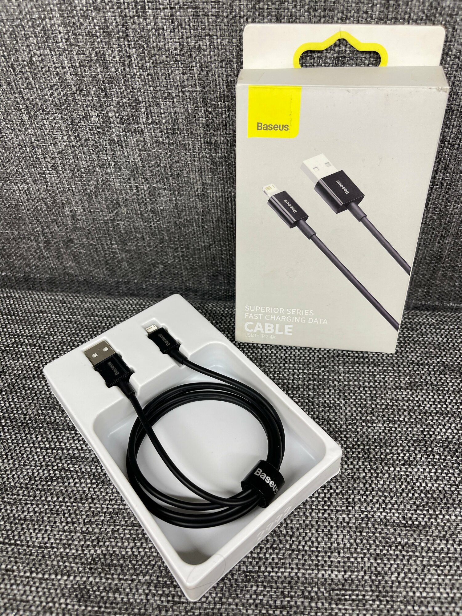 Дата-кабель Baseus Superior Series CALYS-A01, USB - Lightning, 2,4A, 1m, fast charging, черный — фото 1