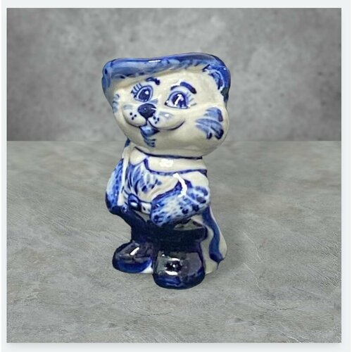 Гжель Кот в сапогах 9см