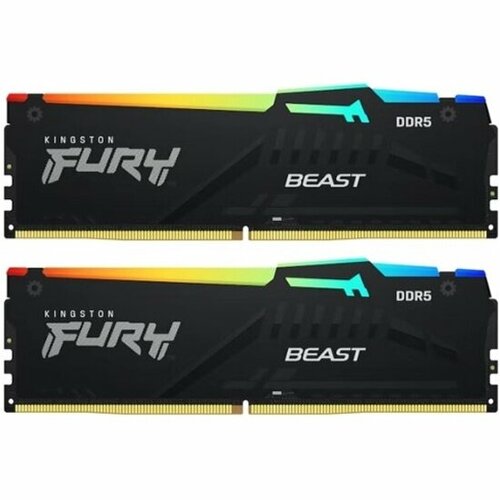 Оперативная память Kingston DDR5 32Gb 2x16Gb 6000Mhz pc-48000 FURY Beast Black RGB CL36 135V KF560C36BBEAK2-32 1440000₽