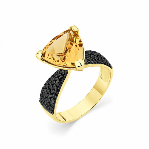 Кольцо Master Brilliant, желтое золото, 585 проба, берилл, бриллиант