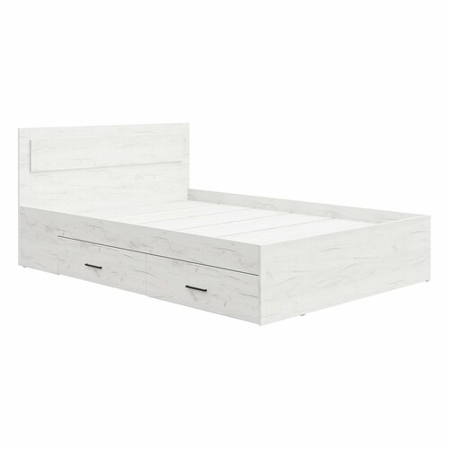 Кровать двуспальная РЭД с ящиками сп. м. 140х200 (настил ДСП), Дуб крафт белый