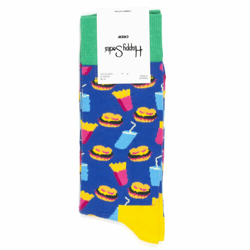 носки happy socks мужские носки с рисунками happy socks размер 36 40 черный оранжевый Носки Happy Socks Мужские носки с рисунками Happy Socks, размер 36-40, голубой