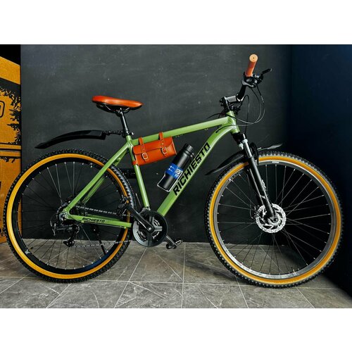 Велосипед горный RICHIESTO 26 21s Алюминиевая рама 19 Взрослый Спортивный Унисекс зеленыйкоричневый 2470000₽