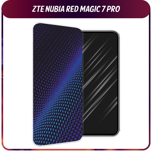 Силиконовый чехол на ZTE Nubia Red Magic 7 Pro / ЗТЕ Нубиа Ред Меджик 7 Про Синий карбон силиконовый чехол на zte nubia red magic 7 pro зте нубиа ред меджик 7 про жираф на акуле