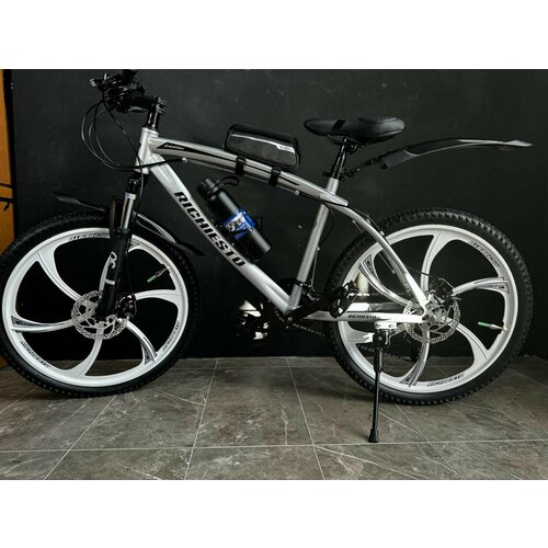 Велосипед Richiesto 24 колёса литые Алюминиевые диски Горный Взрослый Подростковый Спортивный серебристо-черный 2550000₽