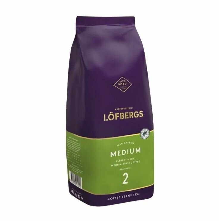Кофе в зернах Lofbergs Medium Roast, Арабика 100%, 1000 гр. (Швеция)