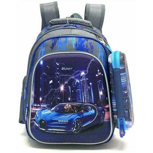 Школьный рюкзак Lucky для мальчиков, 1-4 класс. Пенал в комплекте. Серый