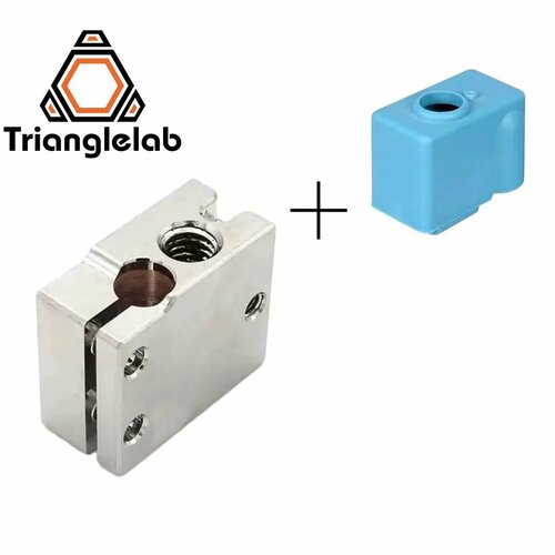 Нагревательный блок Trianglelab PT100 E3D Volcano Медь с никелированным покрытием + теплоизоляция х 1 шт