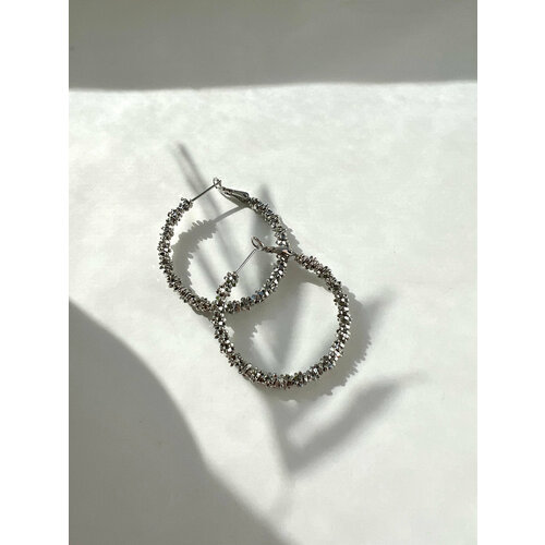 Серьги конго, размер 40 мм, серебристый