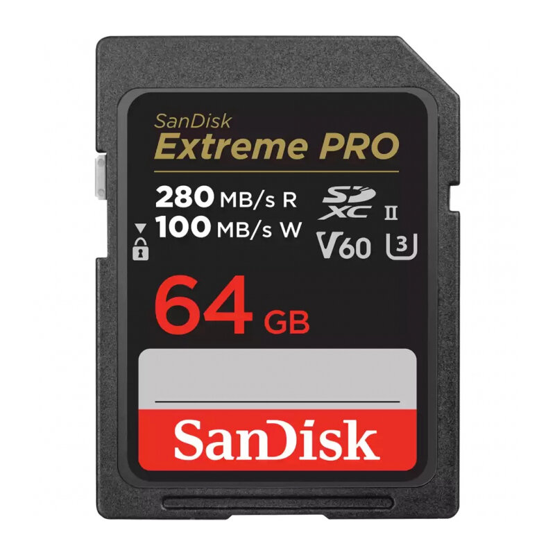 Карта памяти SanDisk Extreme Pro SDXC UHS-II V60 U3 280/100 MB/s 64GB (SDSDXEP-64G-GN4IN)