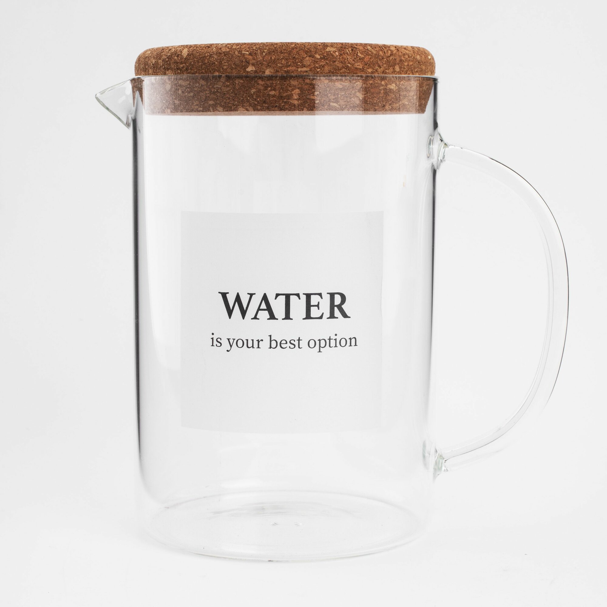 Кувшин, Kuchenland, 1,7 л, с крышкой, стекло Б/ пробка, Clear font — фото 1