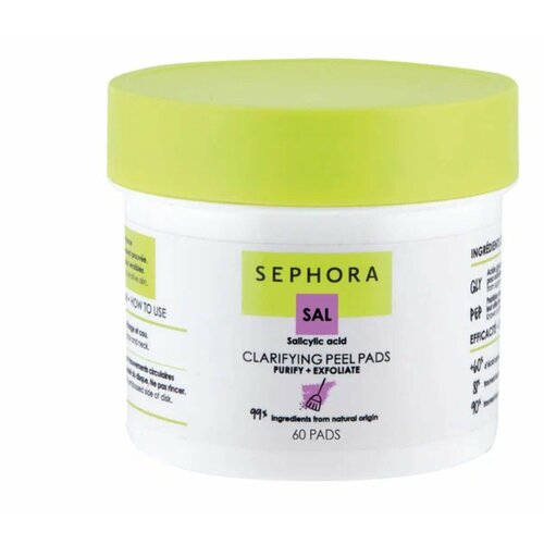Очищающие диски Sephora Hydrating clarifying peel pads (Purify + exfoliate) 60шт