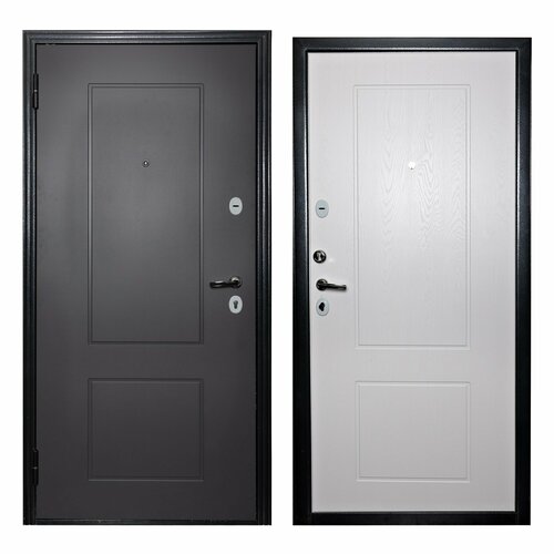 Дверь входная для квартиры Proline Apartment X 970х2050 левая, тепло-шумоизоляция, антикоррозийная защита, черный/белый дверь входная металлическая diva дх 46 2050x960 правая черный кварц д13 софт шампань тепло шумоизоляция антикоррозийная защита для квартиры