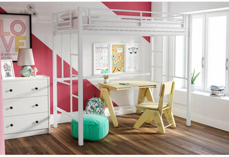 Кровать-чердак Мебель-Друг "Олимп 5", металл, для детей, универсальная, 90x200х186 см белая