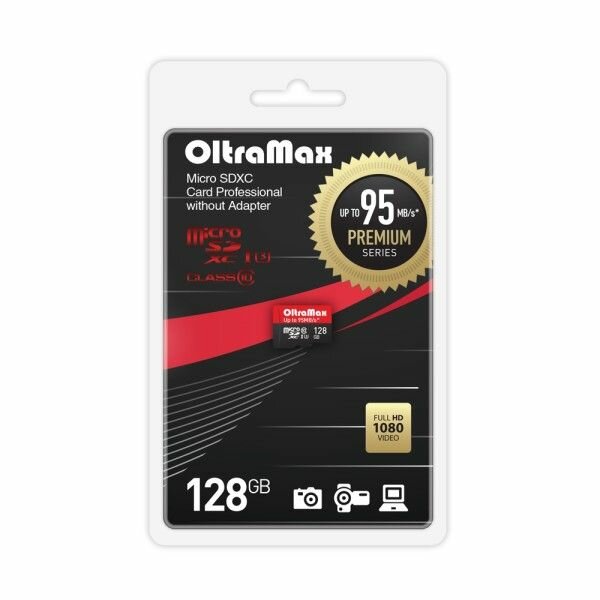 Карта памяти MicroSDXC 128GB OltraMax Class 10 Premium UHS-I U3 (95 Mb/s) + SD адаптер - фото №4