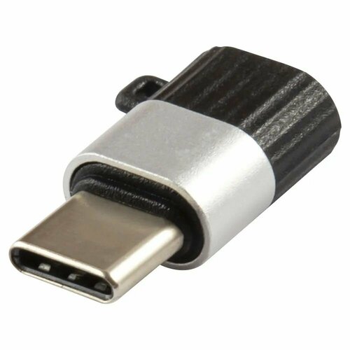 дата кабель huawei ap555 usb microusb переходник type c white Переходник Micro USB/Type-C Red Line Jumper до 3A черно-серебристый