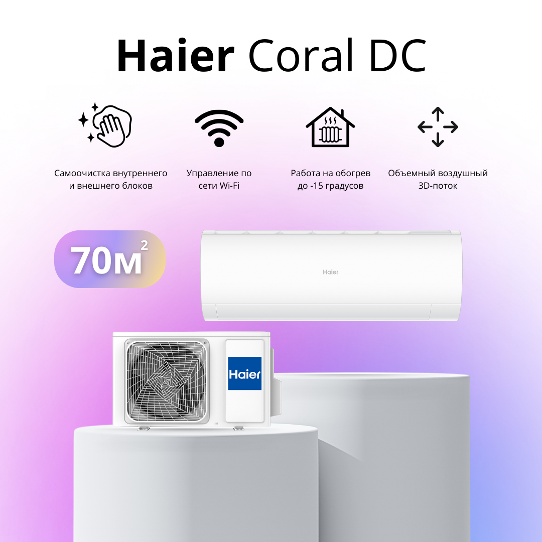 Сплит-система Haier Coral DC-Inverter AS70HPL2HRA / 1U70HPL1FRA на 70 квадратных метров