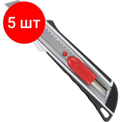Комплект 5 штук, Нож универсальный Attache Selection 18мм, метал. напр, пласт. корпус, Auto lock