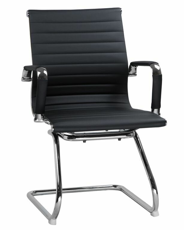 Офисное кресло для посетителей DOBRIN CODY LMR-102N цвет сиденья черный, цвет основания хромированная сталь