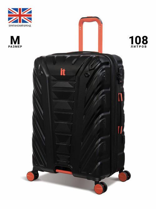 Чемодан IT Luggage, 108 л, размер M, оранжевый, черный