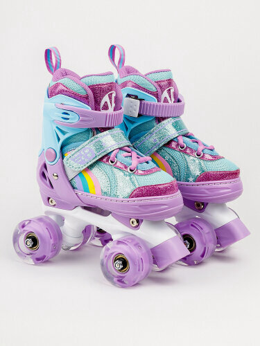 Изображение товара Роликовые коньки Amarobaby Disco со светящимися колесами, фиолетовый, размер 26-29