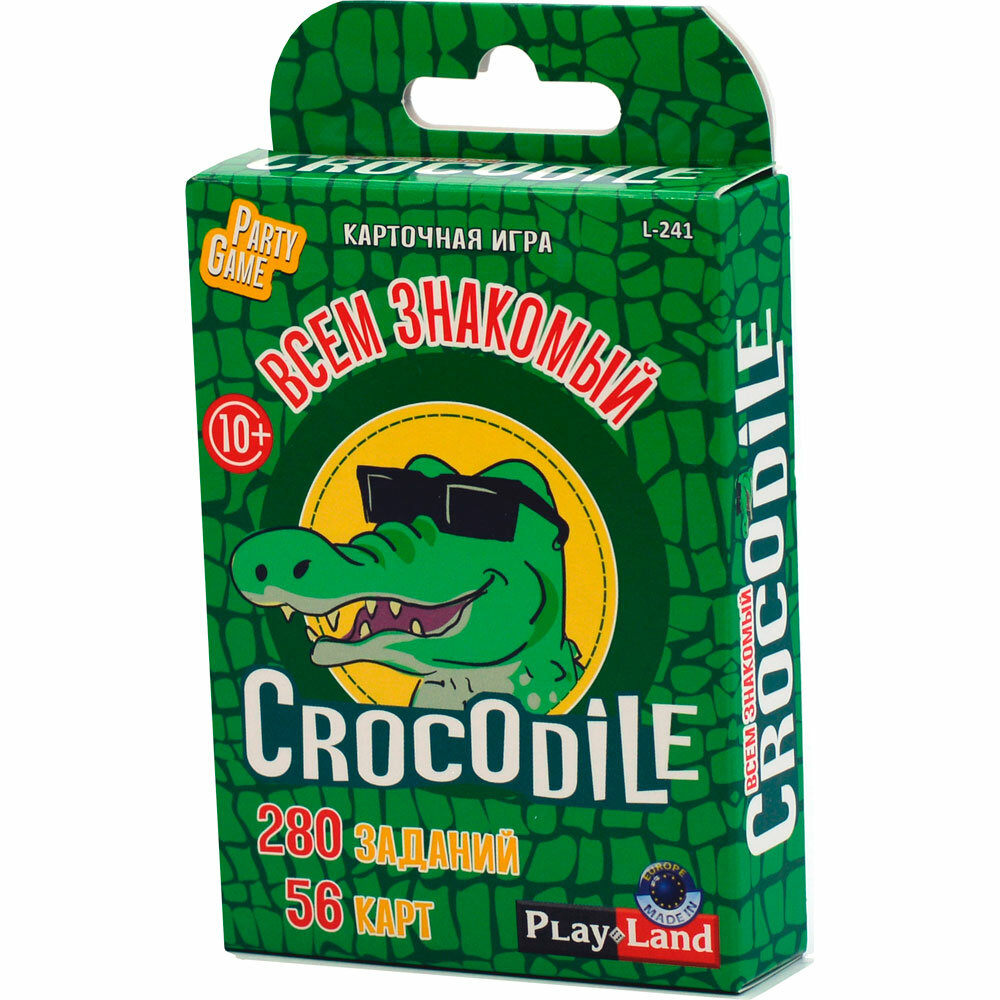 НастИгра Crocodile. Крокодил (56 карт, правила, в коробке, от 10 лет) L-241, (Play Land Monop