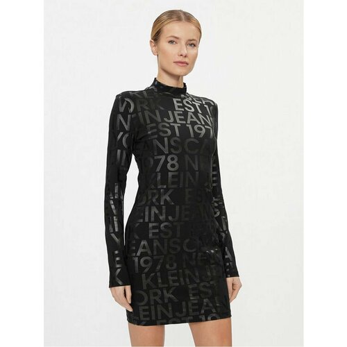 Платье Calvin Klein Jeans, размер L [INT], черный wepbel fashion long sleeve dress women