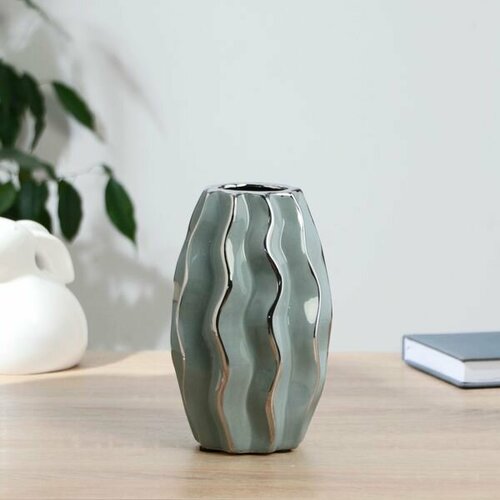 Ваза керамическая Ивори 7х6х18см голубой 1895₽