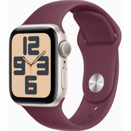 умные часы apple watch se 2023 44mm aluminum case with sport band m l цвет starlight Apple Watch SE 2023, 40 мм, алюминий цвета сияющая звезда, Mulberry Sport Band, M/L