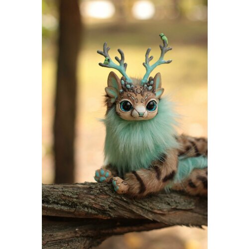 Ласка-дракон леопардовый. Игрушка авторская, ручная работа. Шарнирная