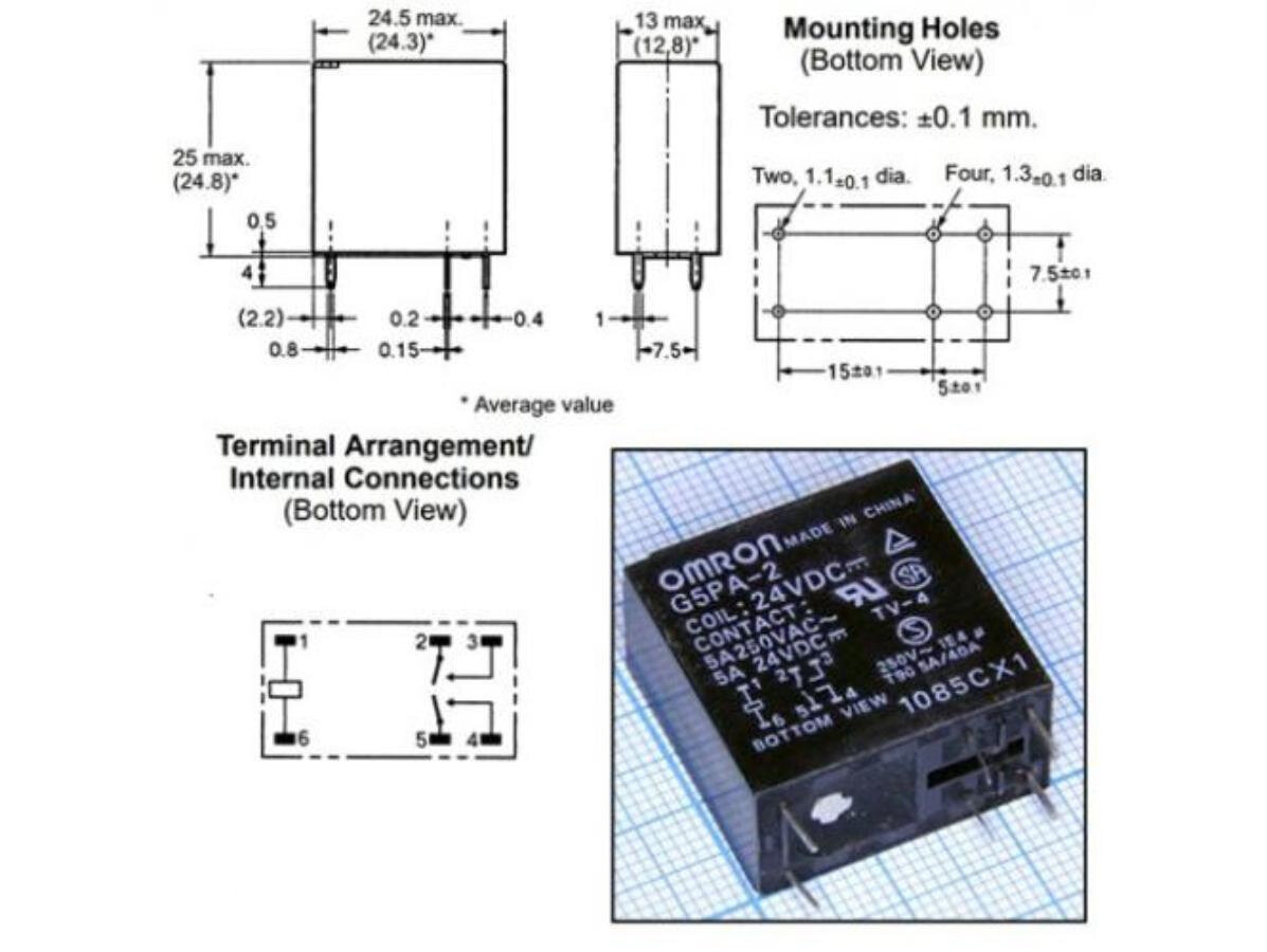 G5PA-2-DC24V (5А, два контакта на замыкание)