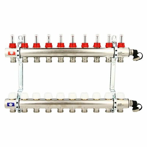 Коллекторная группа Uni-Fitt на 10 выходов 1x3/4 с расходомерами и вентилем