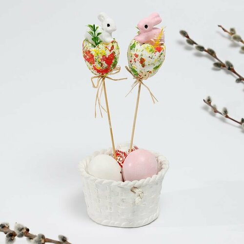 Декор на палочке пасхальный Зайцы 5 10 25 см 619₽