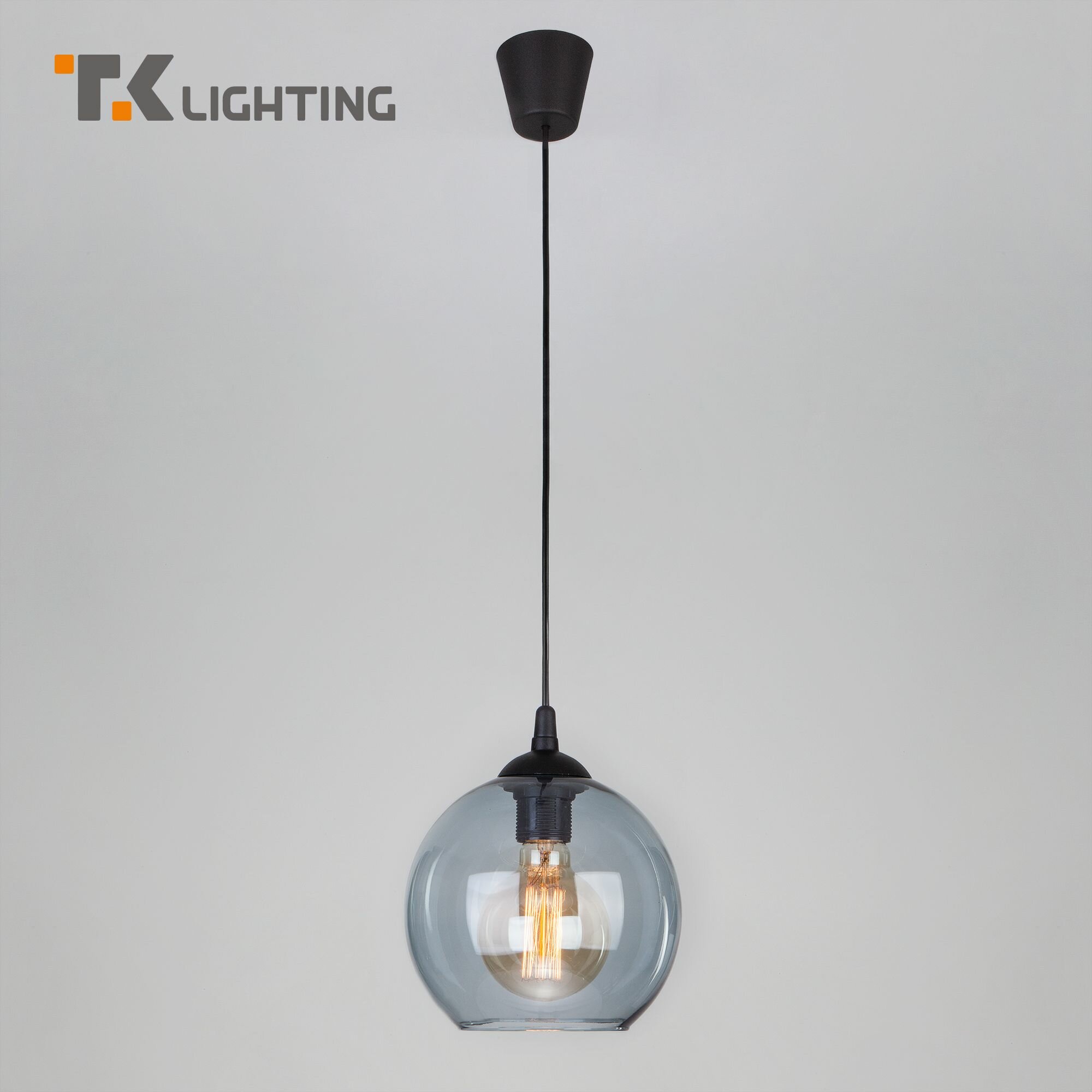 Подвесной светильник со стеклянным плафоном TK Lighting 4444 Cubus, цвет черный / голубой IP20