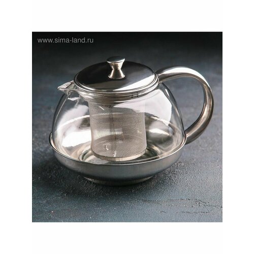 Чайник стеклянный заварочный Металлик 800 мл с метал ситом 818₽