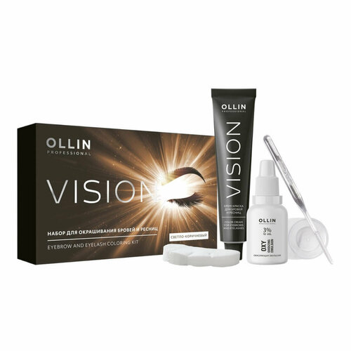 Набор для окрашивания бровей и ресниц / Vision, светло-коричневый 40 мл. Ollin