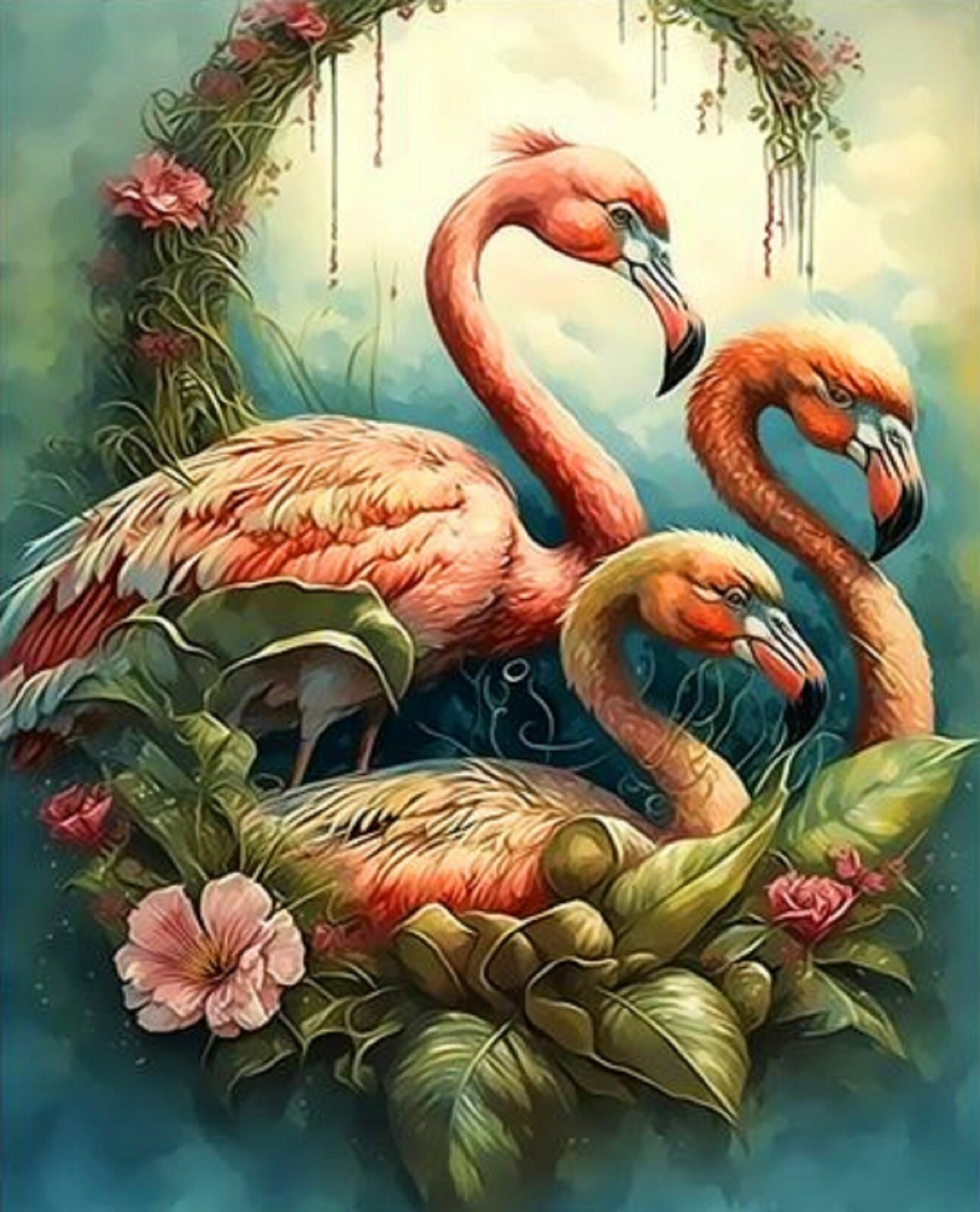 Картина по номерам на холсте с подрамником, живопись (размер 40х50 см) Фламинго