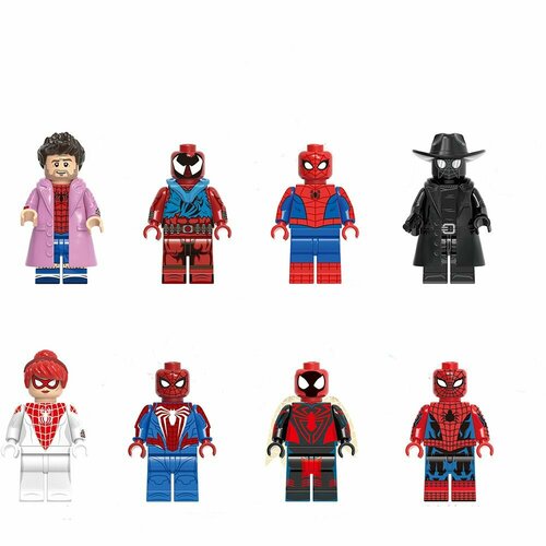Набор минифигурок Человек Паук / Spider Man G0126 совместимы с конструкторами 8шт (4,5см) фигурки марвел мстители набор минифигурок супергерои dc человек паук доктор стрэндж совместимы с конструкторами лего 16 шт пакет