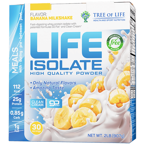 Изолят сывороточного белка Life Isolate 2lb (907 гр) со вкусом Банановый коктейль30 порций