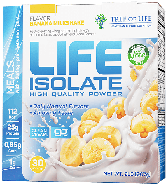 Изолят сывороточного белка Life Isolate 2lb (907 гр) со вкусом Банановый коктейль30 порций