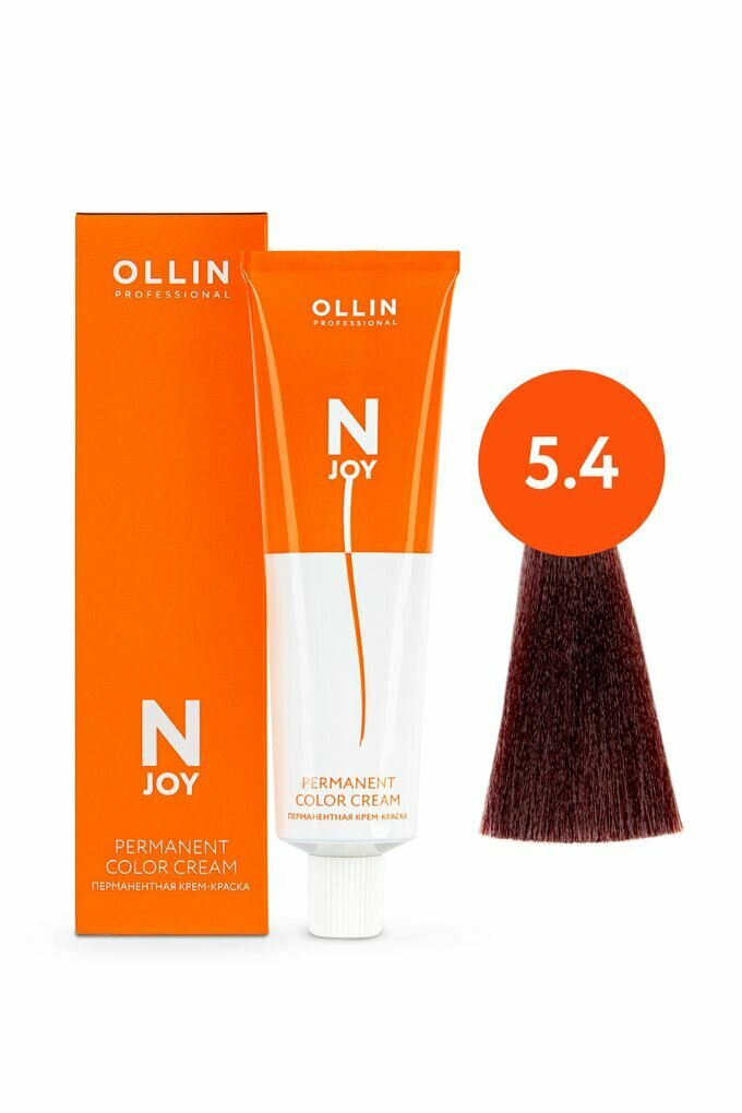 Ollin N-JOY крем-краска для волос 5/4 светлый шатен медный 100мл