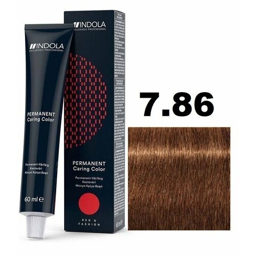 Indola Permanent Caring Color Крем-краска для волос 7/86 Средний русый шоколадный красный 60мл стойкая крем краска для волос permanent caring color 60мл 7 00 средний русый интенсивный натуральный